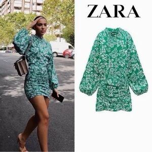 Last 🔥 ZARA balloon sleeve jacquard dress